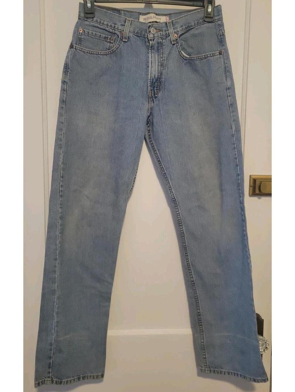 Levi's 505 Regular Fit Jeans Mens 32x32 Blue Straight Leg Denim Zip Red Tab